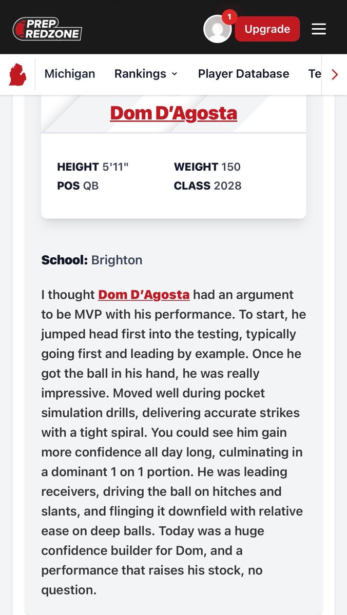 DominicDAgosta1's tweet photo. Thank you @PrepRedzoneMI @MichFBFrenzy @JaredLuginbill for a great camp!! It was great meeting new faces and competing at a high level!! @Elite11 @Stumpf_Brian @CoachKlaus68 @godogs_football @Aaron3Jackson @Coach4254 @PhillipsQBA @alex_pallone @AllenTrieu @TheD_Zone @OJW_Scouting @MichFBFrenzy @PrepRedzoneMI @sixstarfootball @ToledoQBs @CoachMaxWarner @coachmasonhmark @M__Piatkowski @Coach_Creighton @mglassiii @Coach_Sinagoga @ChipLindsey11 @Coach_TRussell @AveryBeanUM @SamPopper_ @19Bellamy @MalikGill5  @SeanLevyMSU @Coach_JBoyer @Coach_Lindgren @MikeMoralesMSU @PetersNUFB @CoachLujan @CoadyKeller1 @CoachChapin @CoachBradOtter @CoachShoeUI