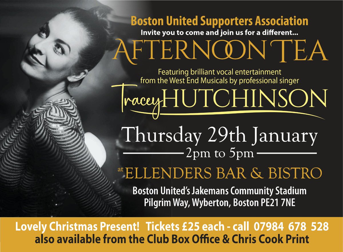 If you love a musical or just an amazing singer, then this is an afternoon you don’t want to miss. For any info message or pop in Ellenders before a home game, tickets available at the club box office or Chris Cook Print. Keep your eyes peeled for some video tasters coming soon…