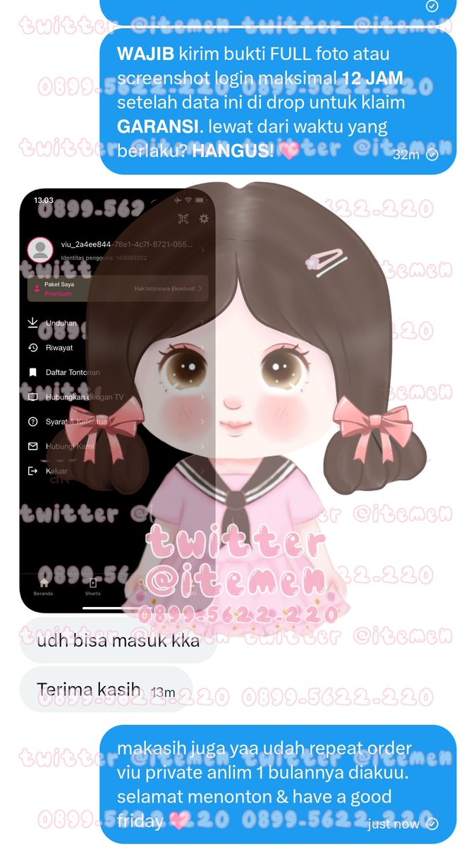 itemen's tweet image. 10.249 v i u private anlim 1 bulan
10.250 cap-cut private 7 hari
10.251 can-va member 7 hari
10.252 v i u private anlim 1 bulan