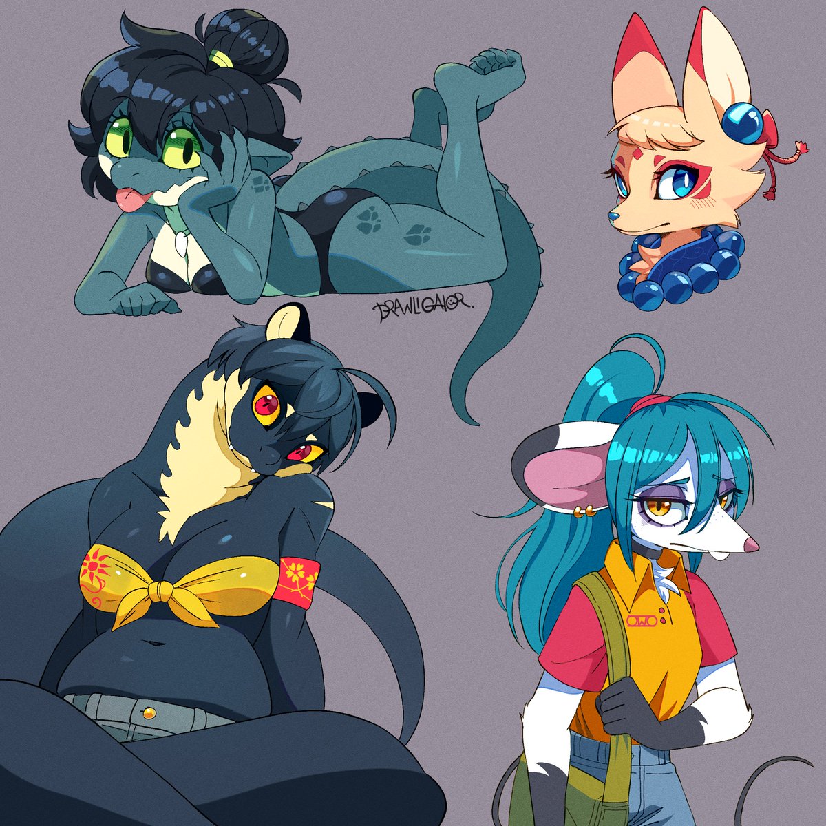 drawligator's tweet image. warmups 🐊🦊🦦🐁