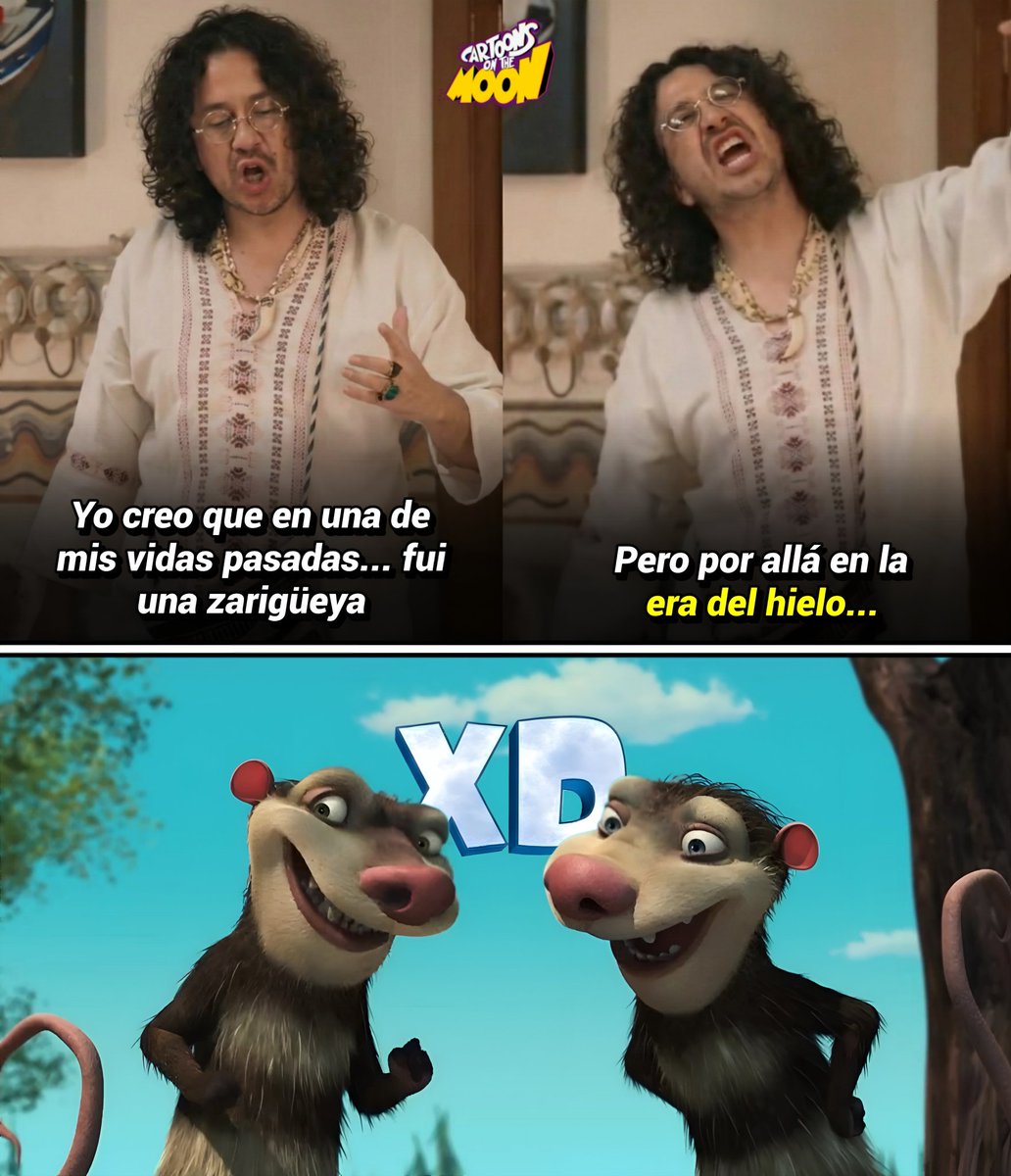 CartoonsOTMoon's tweet image. El actor Moisés Iván Mora (Rigby) haciendo referencia a su papel como Eddie de la Era del Hielo en Una Familia de Diez