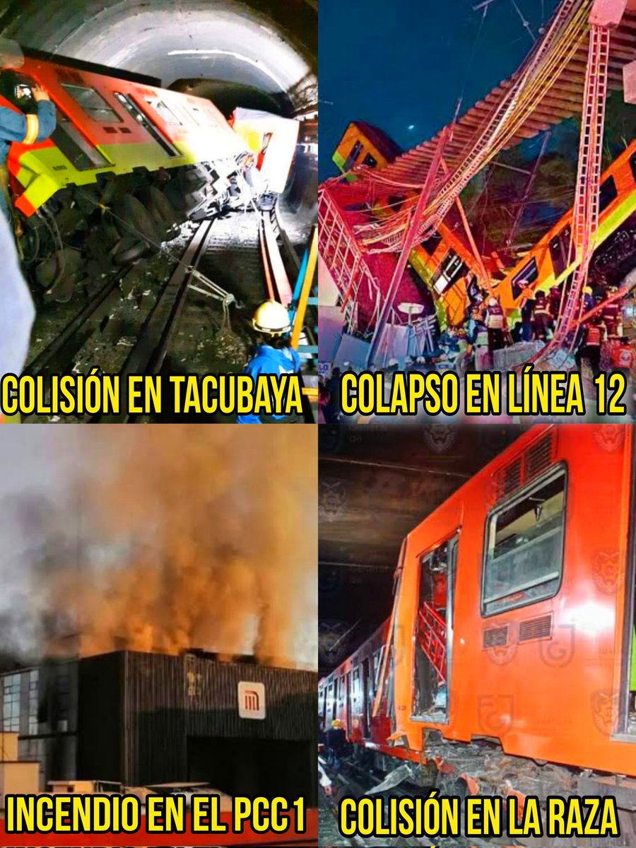 Se les OLVIDÓ poner los accidentes Ferroviarios en el #MetroCDMX  durante la jefatura de gobierno de <a href="/Claudiashein/">Claudia Sheinbaum Pardo</a> (morenista)

Aquí les recuerdo cada hecho que costó vidas, para que lo pongan en su cronología:

2020 Tacubaya 
2021 PCC
2021 Línea 12
2023 La Raza
