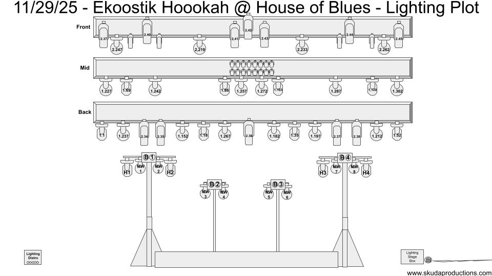 SkudaProduction's tweet image. Next up on my lighting plots of 2025 we have ekoostik hookah at @HOBCleveland last month with Chirp and Big Blitz! What an awesome show to light!
📷 James Mochan