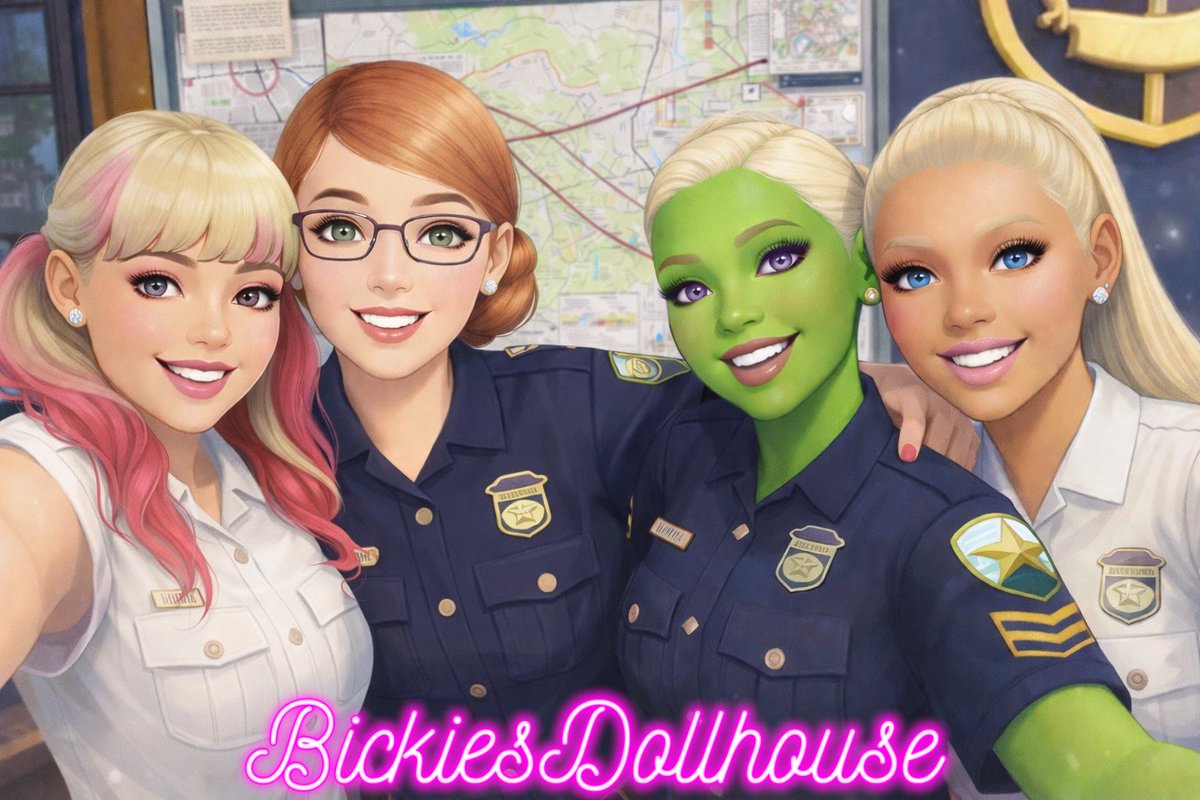 BickieLaLa's tweet photo. Art of Candy, Me, Maple and Barbie ✨💖
👮‍♀️👮‍♀️👮‍♀️👮‍♀️💕

#sims4edit #aiart #bickiesdollhouse #autisticcontentcreator #simmer #aspiegirl #aiartcommunity #ai #sims #thesims4 #simstoryteller https://t.co/5BRioVQmrb