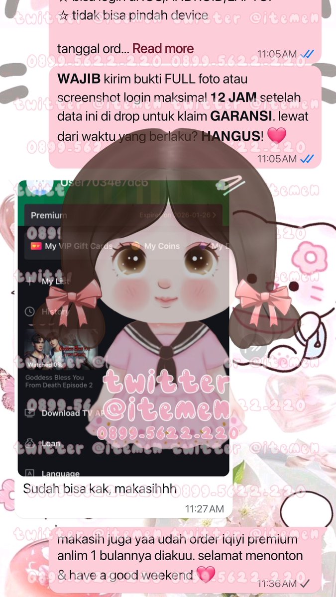 itemen's tweet image. 10.261 convert gopay to seabank
10.262 iqi-yi premium anlim 1 bulan
10.263 iqi-yi sharing 3 harian
10.264 pri-me sharing anlim 1 bulan