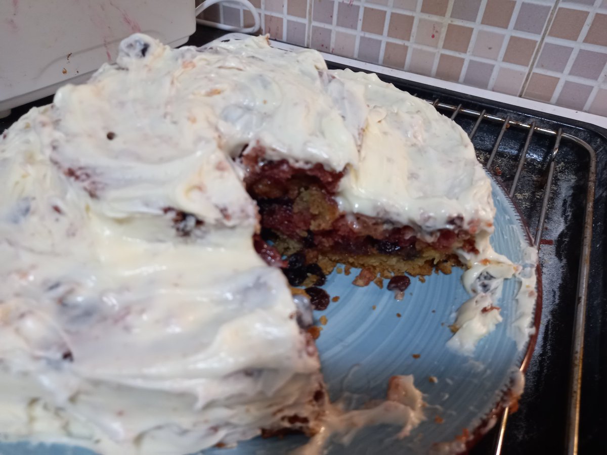 I_Am_CyberSmith's tweet image. I baked a multilayer fruitcake! Thanks to @Grok for help with the ingredient ratios.