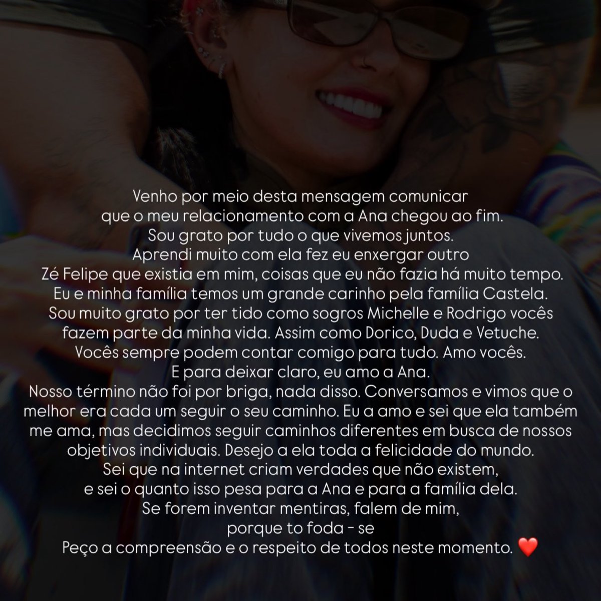 choquei's tweet photo. 🚨URGENTE: Zé Felipe anuncia o término do namoro com Ana Castela. https://t.co/zLP7fMFUi0