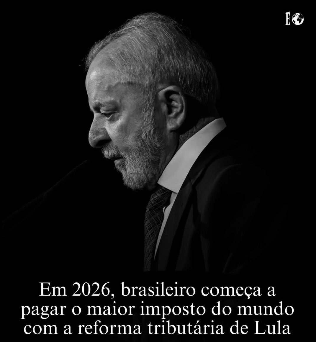 2026 chegou.

O Brasil não tem mais governo.
Tem cobrança.

Não existe projeto de país.
Existe um projeto claro de tirar dinheiro do povo.

Imposto em tudo.
Imposto recorde.
Serviço lixo.

A conta caiu no colo de quem?
Da classe média.

Porque pobre não paga.
Rico sempre dá um