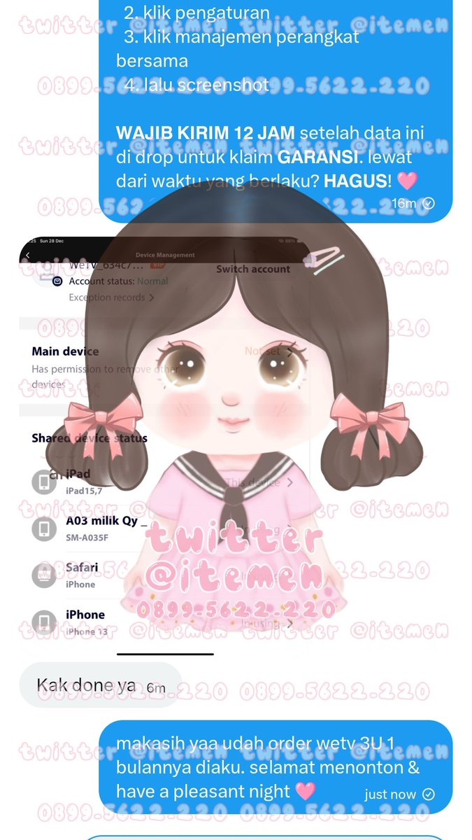 itemen's tweet image. 10.269 pri-me sharing 1 harian
10.270 convert qris to dana
10.271 we-tv sharing 3U 1 bulan
10.272 convert gopay to ovo