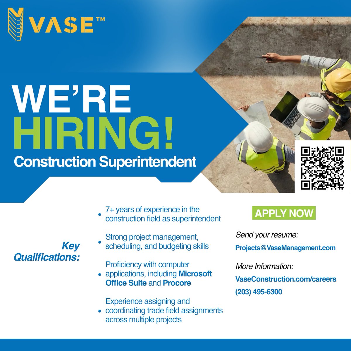 vaseconstruct's tweet image. VASE Construction is looking for an experienced Construction Superintendent to join our growing team. 
Lead projects, manage crews, and help us build quality spaces across Connecticut.
📩 Apply or inquire today! Let’s build together.