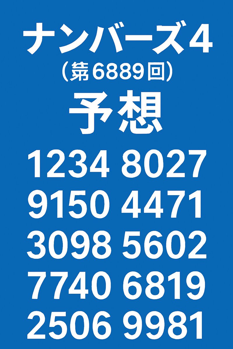 Numbers4 第6889回 予想】 周期×偏差×反転の3軸モデル。 1234 / 8027