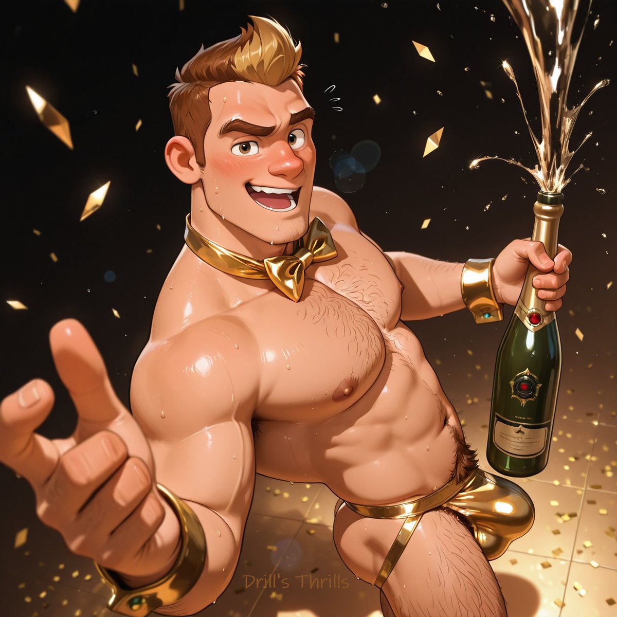 New Year's Eve is fast approaching! I hope you all have a wonderful end to 2025, along with a great start to 2026! 🎆

May 2026 bring you lots of luck, love, and lust. 😈

#GAYAIBannerJan #DrillsThrills #GayAI #Bara