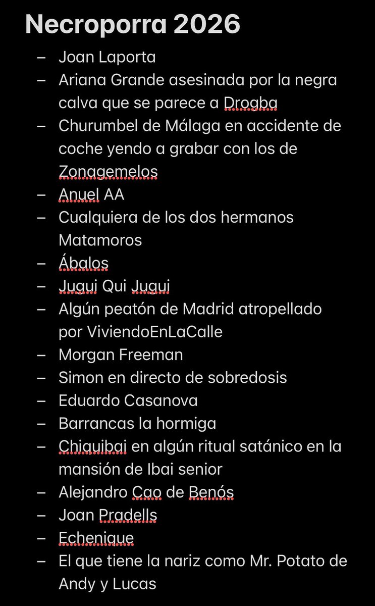 Tagelca's tweet image. Llega el momento más esperado del año… 𝐋𝐚 𝐧𝐞𝐜𝐫𝐨𝐩𝐨𝐫𝐫𝐚

Aquí va mi predicción para este año 2026: