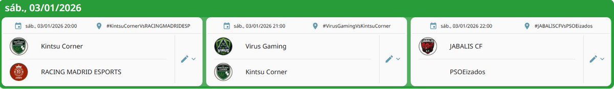 ⚽🔥 PARTIDOS DEL SABADO🔥⚽

📅sáb., 03/01/2026 20:00-22:00