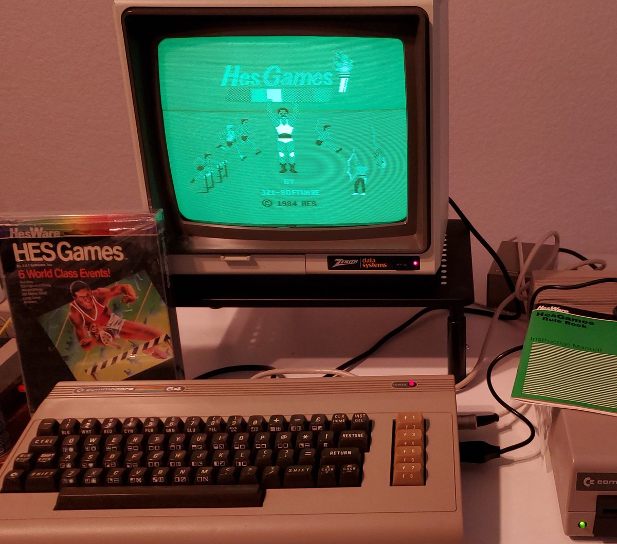 FloppyDeepDive's tweet image. Anyone else get their Commodore sixty-four for Christmas?
1984.
Zenith green screen.(recent $40 pickup)
HES Games.(first game ever)
This exact setup started it all for me. 🕹️
BOOM.@gamesyouloved #c64reposts #Commodore