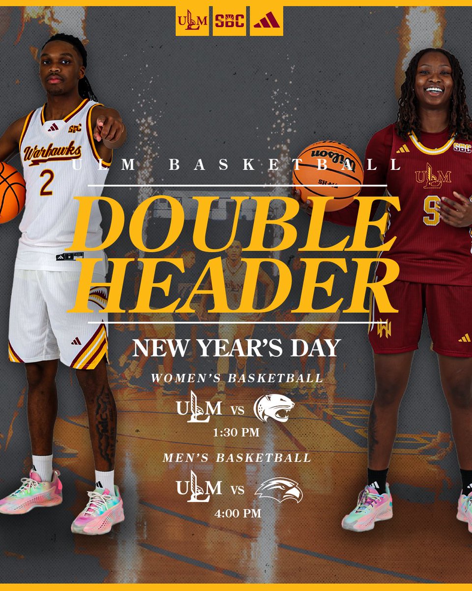 ULM_MBB's tweet image. Spend New Year’s Day with the Warhawks and ring in 2026 with a doubleheader🎊

🎟️ Two games for the price of one at ulmwarhawks.com/tickets!

#TakeFlight