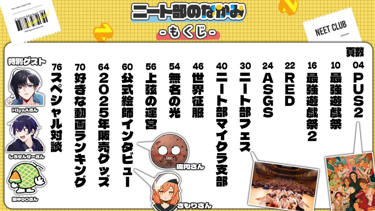 💡目次公開💣 / 明日、冬コミにて販売予定の 『ニート部のなかみ』の