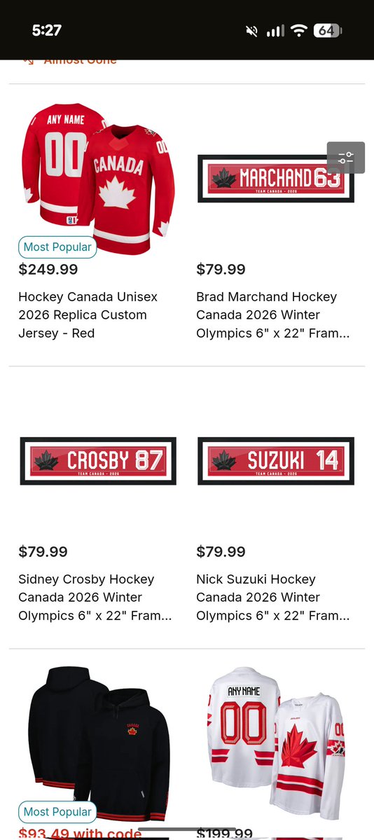 mndamico's tweet image. Nick Suzuki merchandise made for Team Canada live up on Fanatics next to names like Crosby and Marchand (named to the team earlier this year).

For the record, the Canadiens have not been informed of any decision for Hockey Canada as of now.

fanatics.ca/en/world-hocke…
