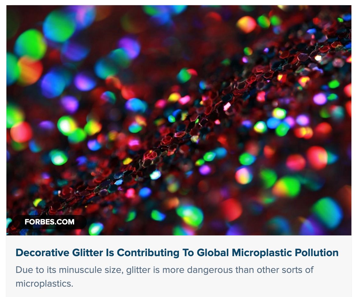 GrrlScientist's tweet image. Decorative Glitter Is Contributing To Global Microplastic Pollution

#SciComm by @GrrlScientist 

#glitter #microplastics #pollution #environment forbes.com/sites/grrlscie…