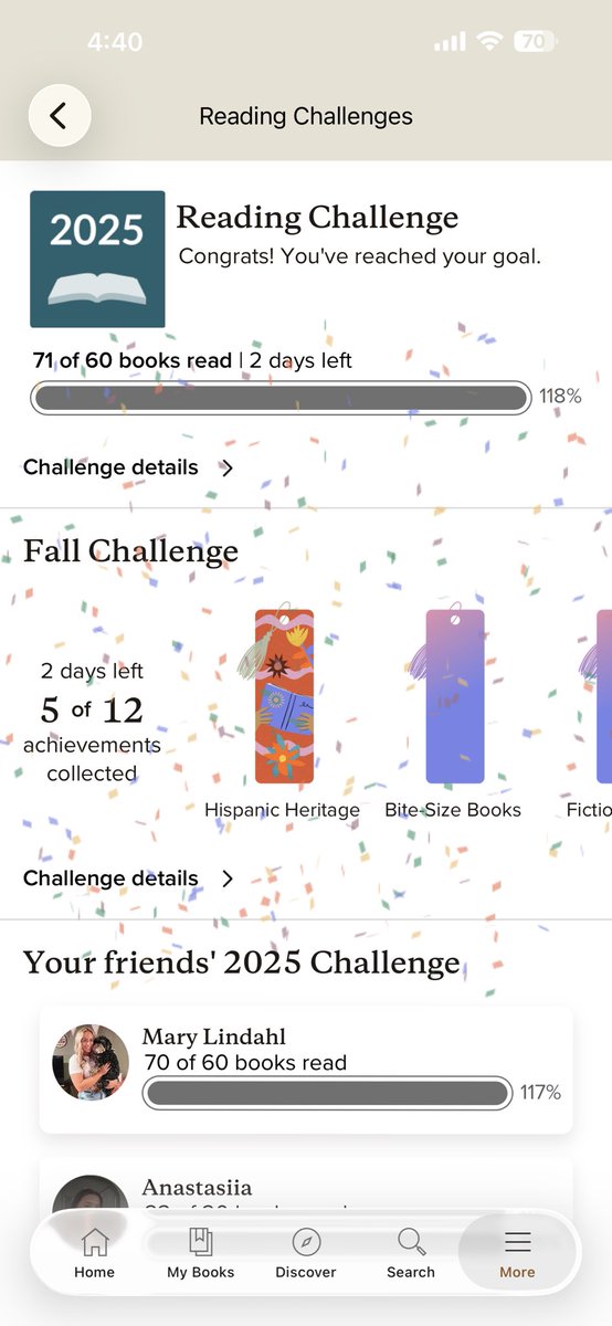 teetisd's tweet photo. I'm confused bc I read more than 25 books this year? I have read 71, will be 72 by tonight? https://t.co/rKJ7DMo3Yt