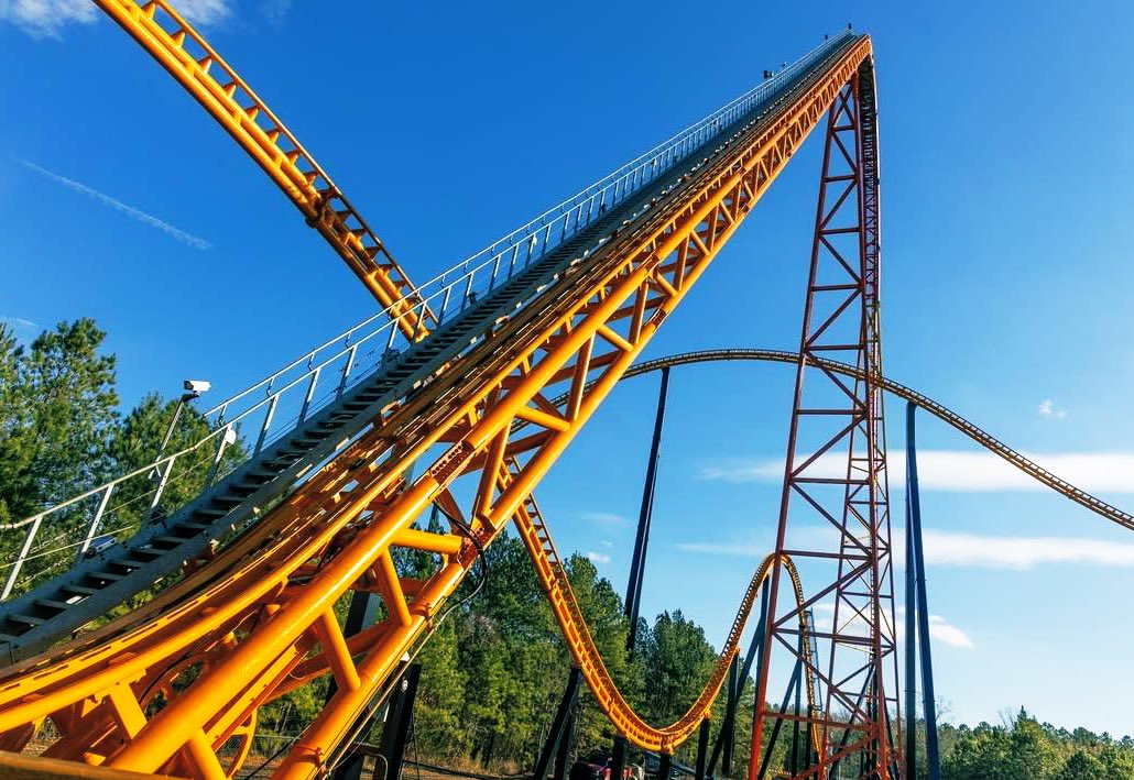 RCXcyclopedia's tweet photo. #25DaysOfCoasters RCX Top 125 Rank Day 25: 5, The Most Elusive Black Cat
5. Pantherian - Kings Dominion
Make: Intamin, Model: Giga
Opened: 2010
I wonât bore you all with telling the story of going to Kings Dominion 5 times in 2025 mostly just to ride this Panther 305, only to get 1 neutered lap on it for the 100th time. While I definitely need more laps, and a better warmed up back row experience could push 305 up even higher on the rank, for now that one lap still earned it 5th place overall and the Gold Medal of Virginia roller coasters. The Giga sized drop is among the best out there, even with the Intamin soft shoulder strap restraints there is ejector airtime, only to slam back into your seat at the bottom and black out on the greatest, most unhinged turn in roller coaster history. Thatâs not my opinion, itâs simply fact! The rest of the ride is like a grander version of Maverick, trying to throw you out the side of the train repeatedly. It has one giant airtime hill in the middle, but that didnât really hit for me (bet it would in the back row) beyond weak floater. I came off the brake run ready to ride all day long, unfortunately that didnât happen, but at least I have a good excuse to return once again to KD for their ultra elite Top 3 (#28 GGrizz, #16 TT, #5 305). PS, PLEASE SOMEONE BUILD US ANOTHER INTAMIN GIGA!!!