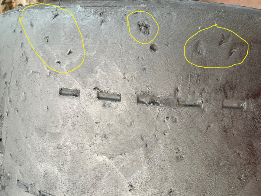 TslaRcr's tweet photo. Cleaning tires after last racing event and noticed they are covered in these small cuts or dents. Never seen this before. Wondering what could cause that - anyone run into this ? https://t.co/tnyNpDLD0D