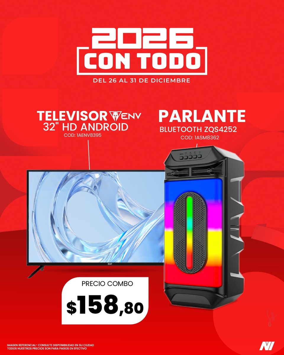 novicompu's tweet image. 🎉✨ Novinauta: combos que despiden el año!
Parlante + televisor = celebración asegurada. 📺🔊
Despide el año con Novicompu y vive la fiesta en grande. 🚀🥂

#Novinauta #Novicompu #Combos #FinDeAño #Ofertas