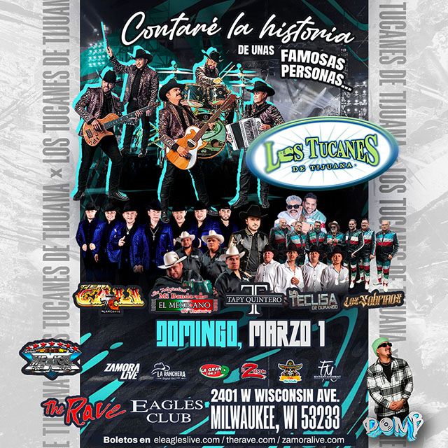 therave's tweet image. SUPPORT ADDED: @TierraCali, Mi Banda El Mexicano, @tapyquintero, La Teclisa de Durango, Los Sobrinos, @MexicoSonido, and DJ Don B will be joining @LosTucanesdeTJ on March 1st! 🎊

Tickets + more info: therave.com/tucanes