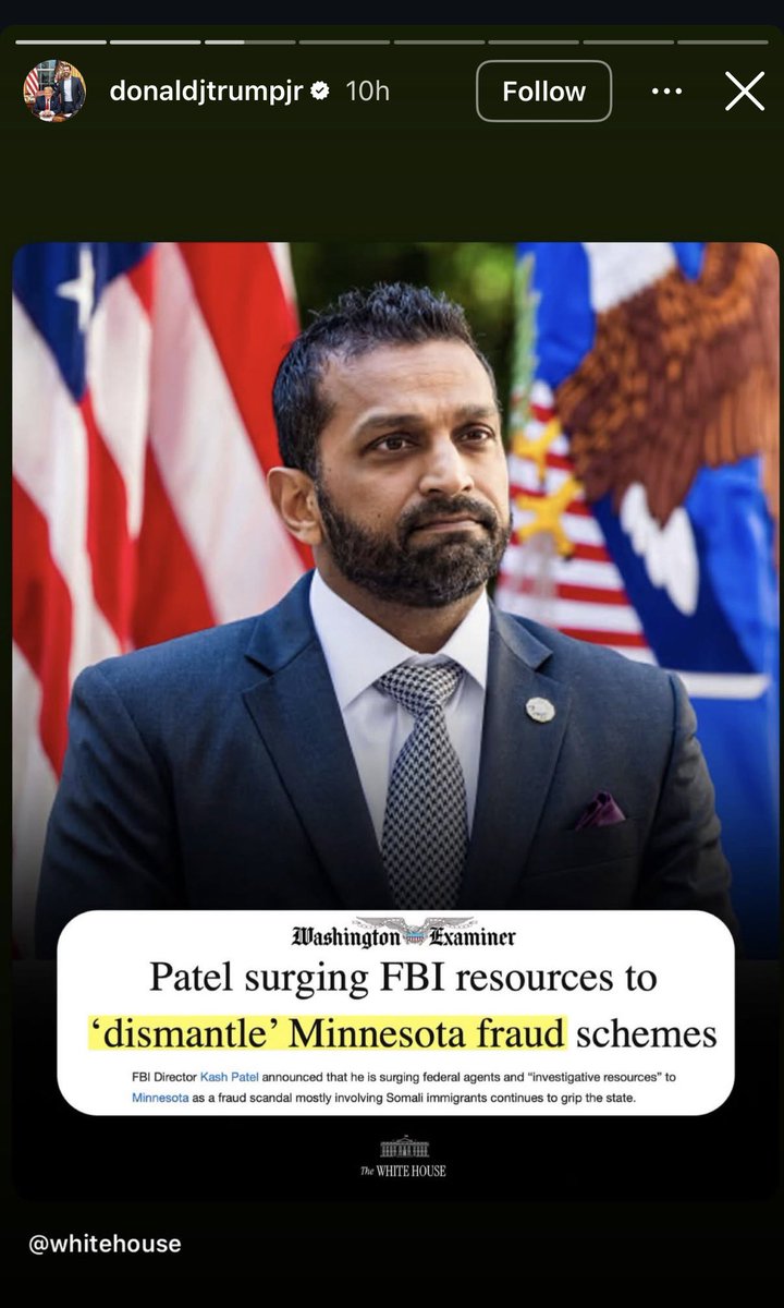 SomaliFraud's tweet image. Donald Trump Jr has posted $Somali Fraud 4 times today on his Instagram