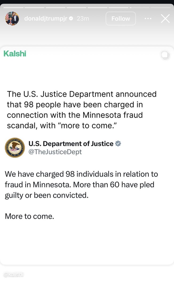 SomaliFraud's tweet image. Donald Trump Jr has posted $Somali Fraud 4 times today on his Instagram