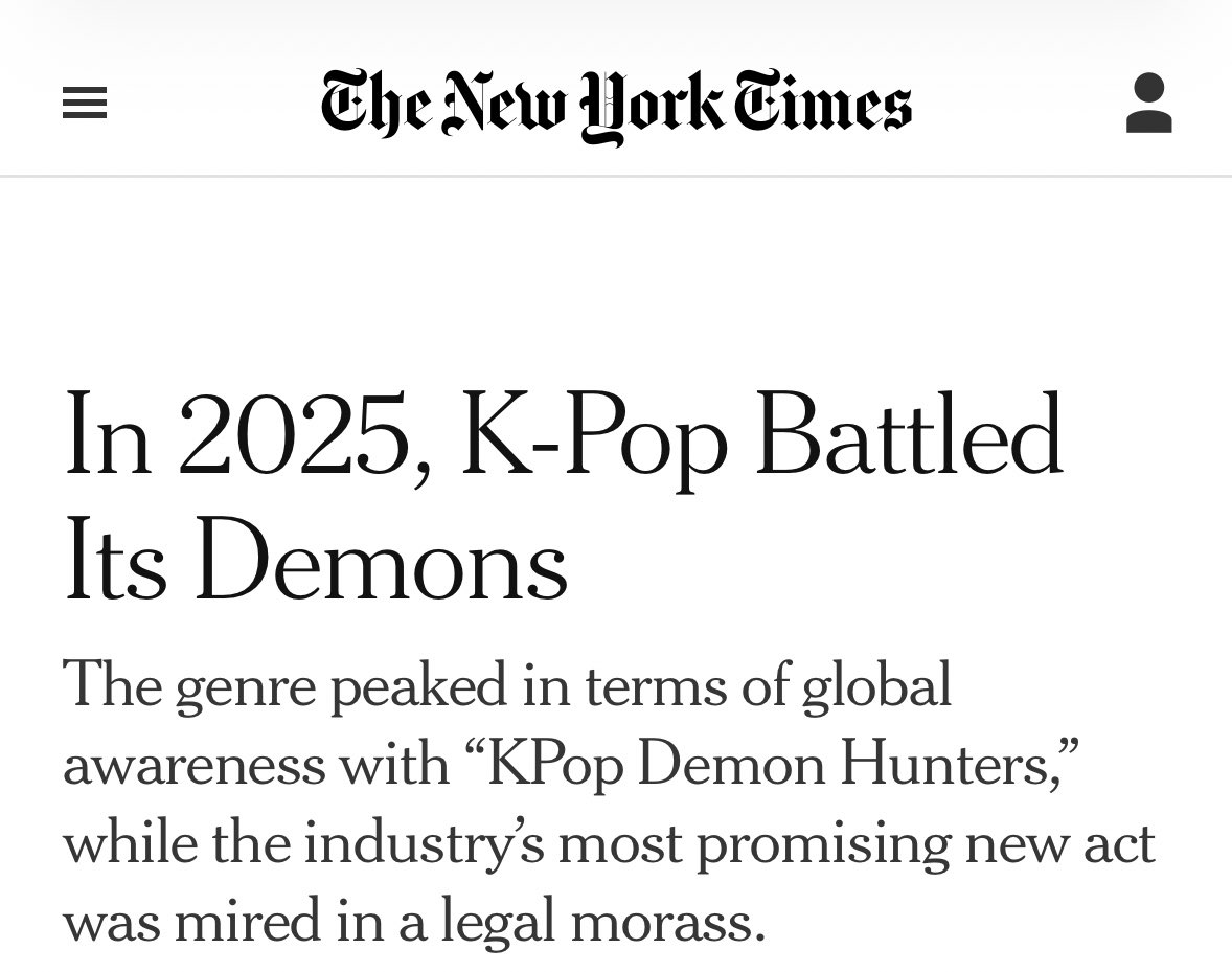 뉴욕타임즈도 방시혁을 ‘케이팝의 데몬’으로 표현했다.
대한민국이 케이팝 문화산업을 키우려 한다면, 금융범죄 방시혁 부터 구속해야하는거 아닐까
nytimes.com/2025/12/25/art…

<a href="/Jaemyung_Lee/">이재명</a> <a href="/KOREA/">대한민국 청와대</a> <a href="/dolpasalon/">노종면</a> <a href="/news_NA/">대한민국국회</a> <a href="/ntskorea/">국세청</a> <a href="/polinlove/">대한민국 경찰청</a> <a href="/TheMinjoo_Kr/">더불어민주당</a> <a href="/ujungsalong/">강유정</a> <a href="/mcstkorea/">문화체육관광부</a> <a href="/Minhyungbae/">민형배</a>