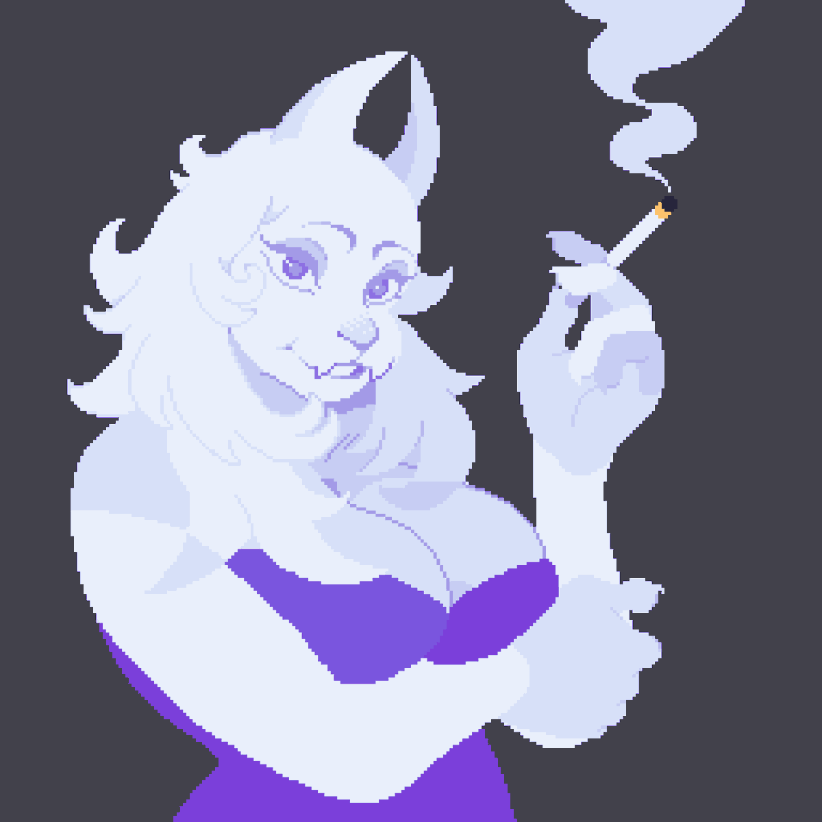 Gladoskiller's tweet photo. What never seen a grown woman smoke before? 
Toriel on a smoke break https://t.co/bIOEo646Ry