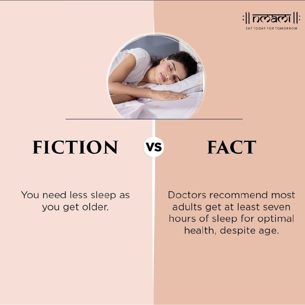 nmamilife's tweet image. Sleep should not be deprived at any age. Know the difference between what's true or not.

—
#Nmamilife #NmamiLifeGirl #EatTodayForTomorrow #Nutrition #Nutritionist #Diet #Dietitian #Health #Lifestyle #Nmami #NmamiAgarwal