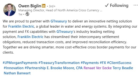 subjectiveviews's tweet image. 🚨#BREAKING: J.P. Morgan Payments just announced a partnership with Ripple's GTreasury to build a powerful netting solution for Franklin Electric. 👀👇🏼

📝 TL;DR: 

This setup lets Franklin Electric (2.1 billion in revenue) offset what its global offices owe each other, slashing…