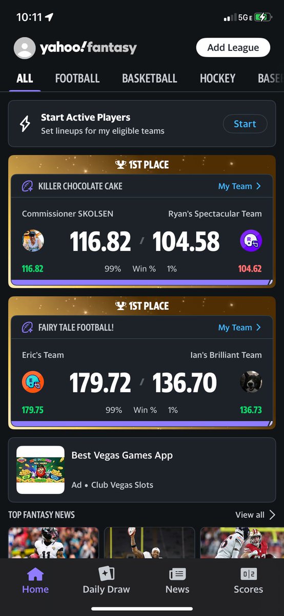 xCaptainEO's tweet image. What’s better than winning your fantasy league? Winning both of your fantasy leagues 😤