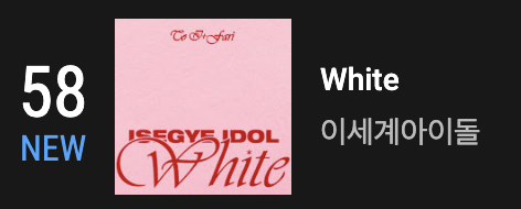 [유튜브 주간 인기곡 TOP 100]
- White 58위