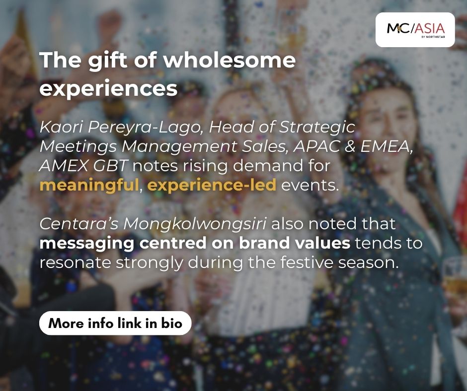 From festive slowdowns to purposeful celebrations, APAC’s business events scene is evolving. Companies are turning year-end moments into opportunities to strengthen loyalty and connection.

Find out more here: tinyurl.com/3dkprm37

#meetings #conventions #MCAsia #APAC