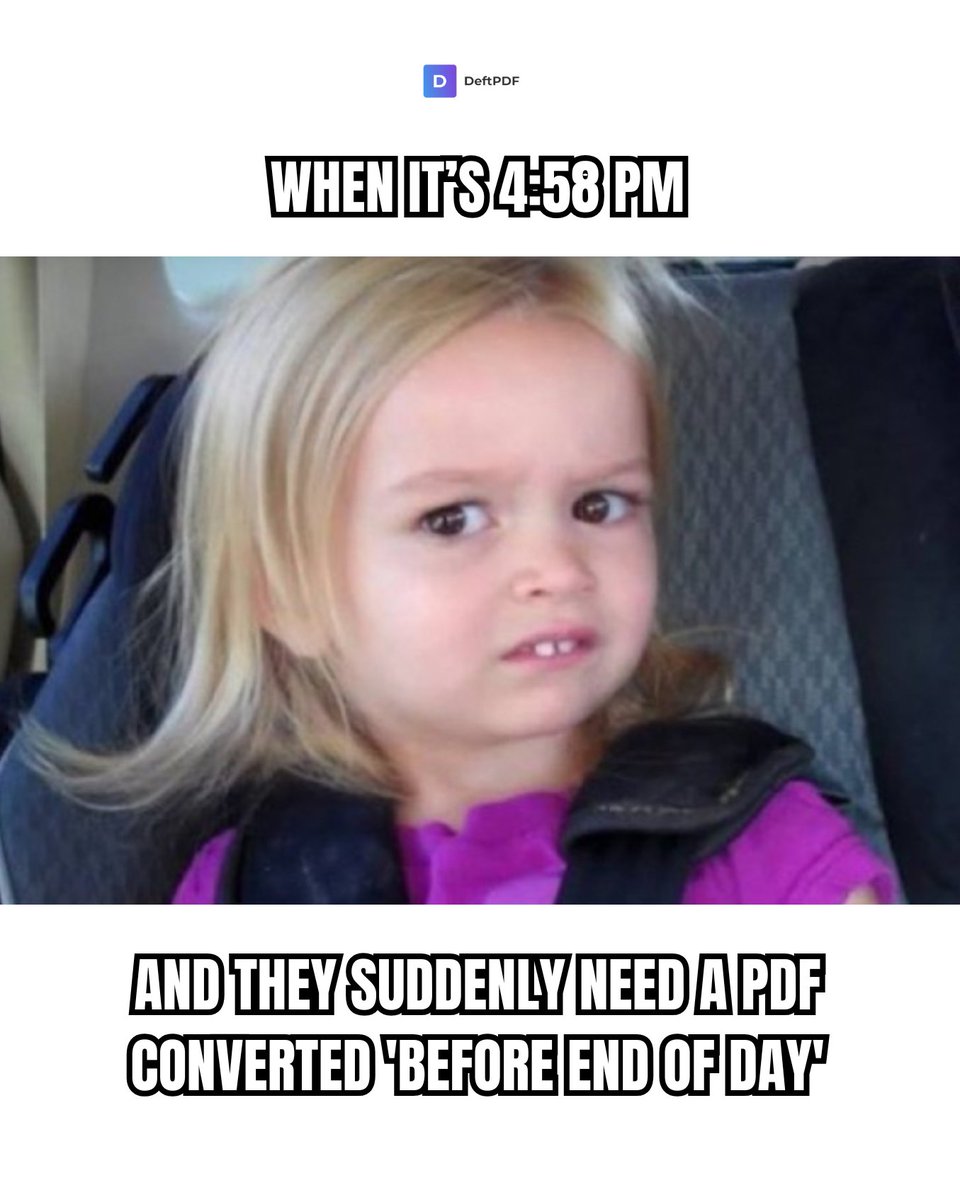 DeftPdf's tweet image. ???

Last-minute PDF requests exist only to test your sanity… and DeftPDF exists to save it. 🙌

deftpdf.com 
#DeftPDF#PDFConverter #EditPDF #MergePDF