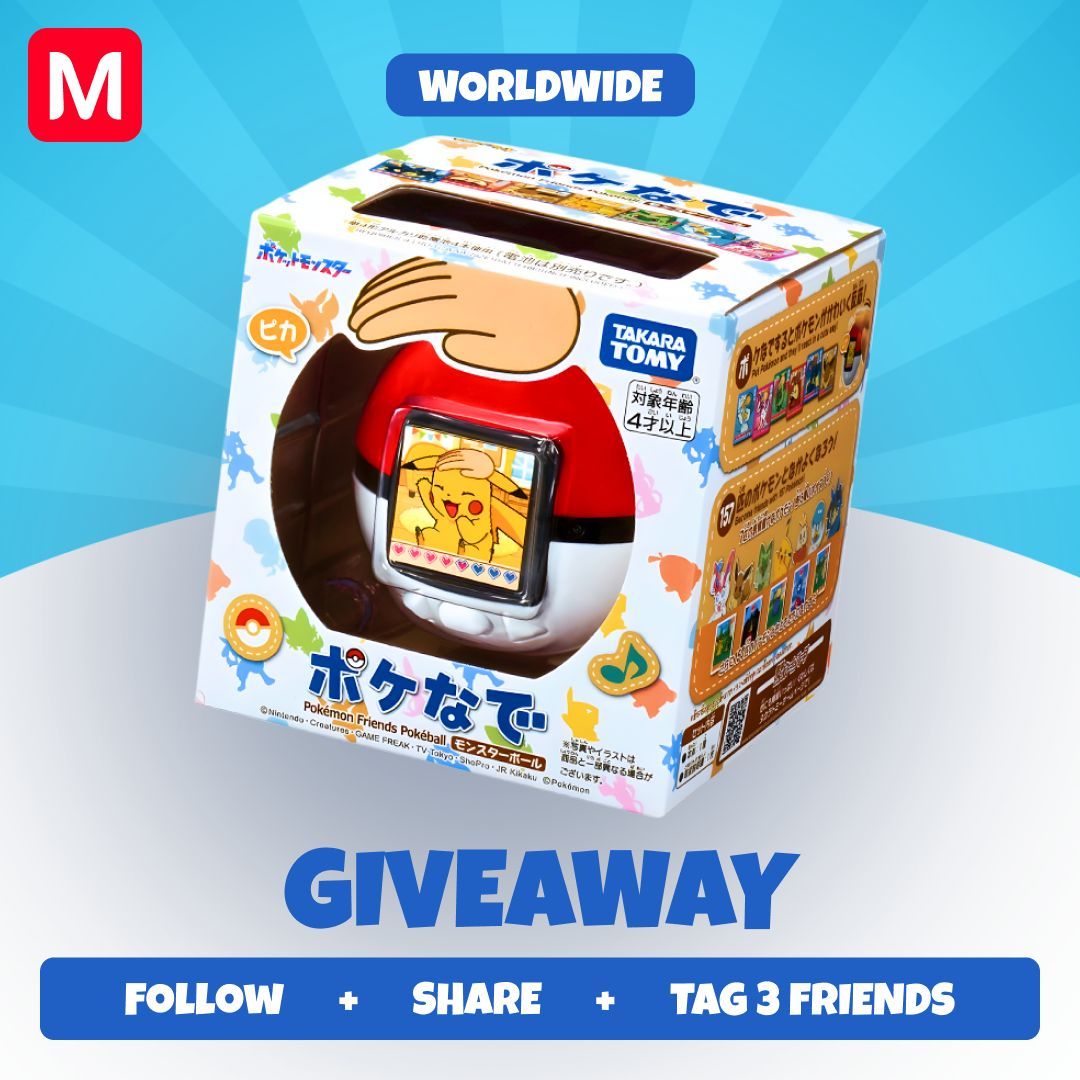 GIVEAWAY! 

Win a PokéBall PokéPat Pokémon! 

How to Enter:
•  Follow us 
•  Share this post 
•  Tag 3 friends in the comments

Ends: January 8, 2026 

Important Notice:
To claim your prize, please contact us directly.
We never send DMs to announce winners or ask for personal
