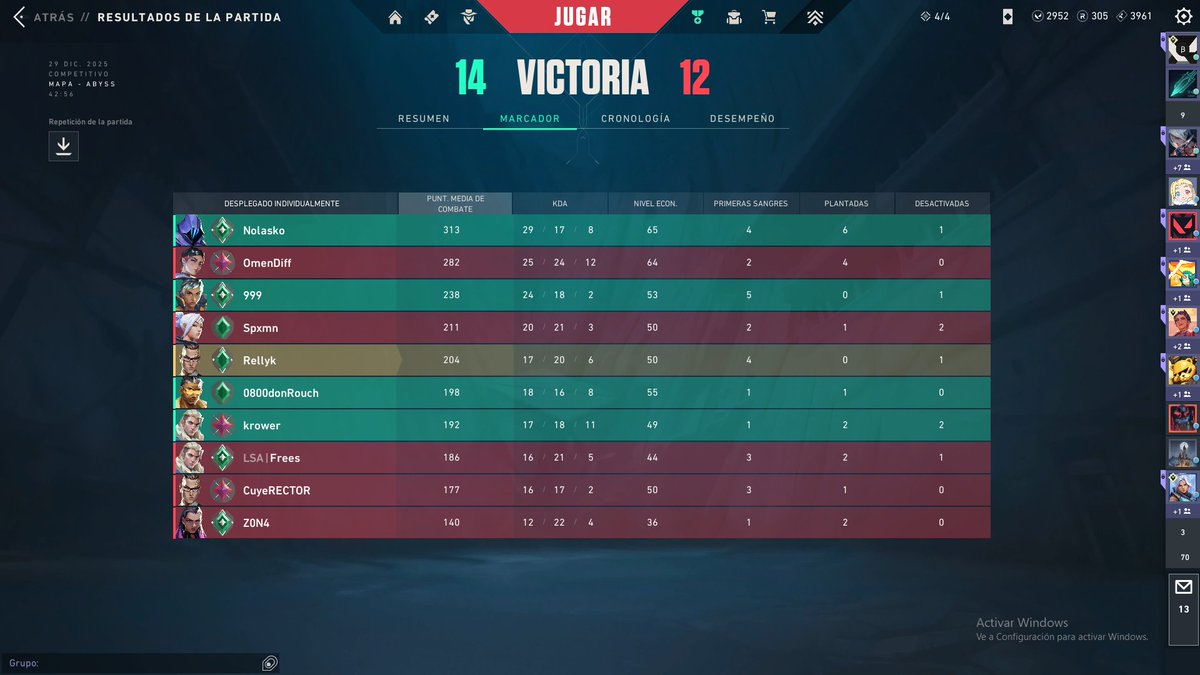 Esta partida me devolvió la esperanza en el server de LATAM , shout-out a los pibes , todos re buena onda , caleamos como si fuera VCT , nos tardeábamos  , nos habilitábamos , todos proponían ,  todos tiraban la buena. Ojala mas partidas así