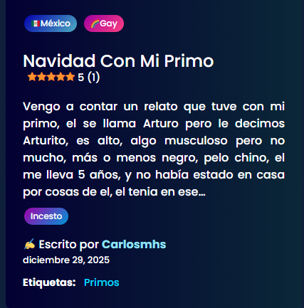 relatos_gay_cl's tweet photo. 𝗥𝗘𝗟𝗔𝗧𝗢: Navidad con mi primo 🍆🔥

𝗥𝗘𝗟𝗔𝗧𝗢 𝗖𝗢𝗠𝗣𝗟𝗘𝗧𝗢: https://t.co/NS21Iqv5DI https://t.co/7xGnDj1jOE