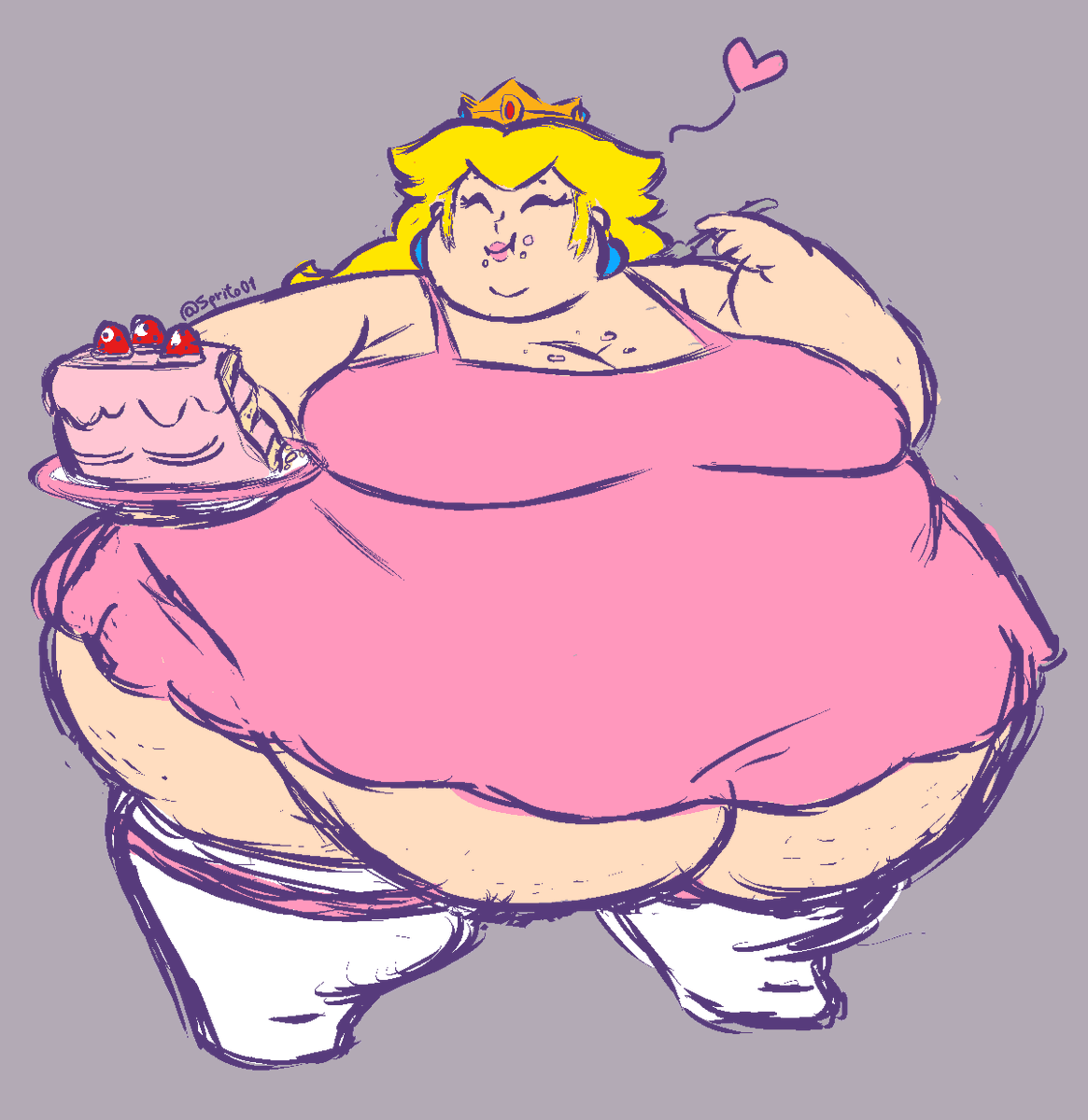 sprito01's tweet photo. don't have some finished piece yet so, have this test Peach doodle i did while testing a slight different pose

and yes i'm unable to draw her without eating cake, how could you tell

#fatfetish #fatart #fatfetishart #wg #weightgain #bbw #ssbbw https://t.co/SUkBx7JOuB