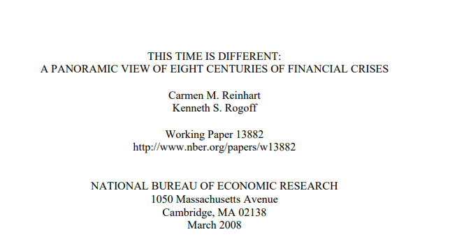 Tremendo paper, una joyita que no se como no la descubri antes. Para el que le interese: una review historica de crisis financieras mundiales, no puede perderse este paper