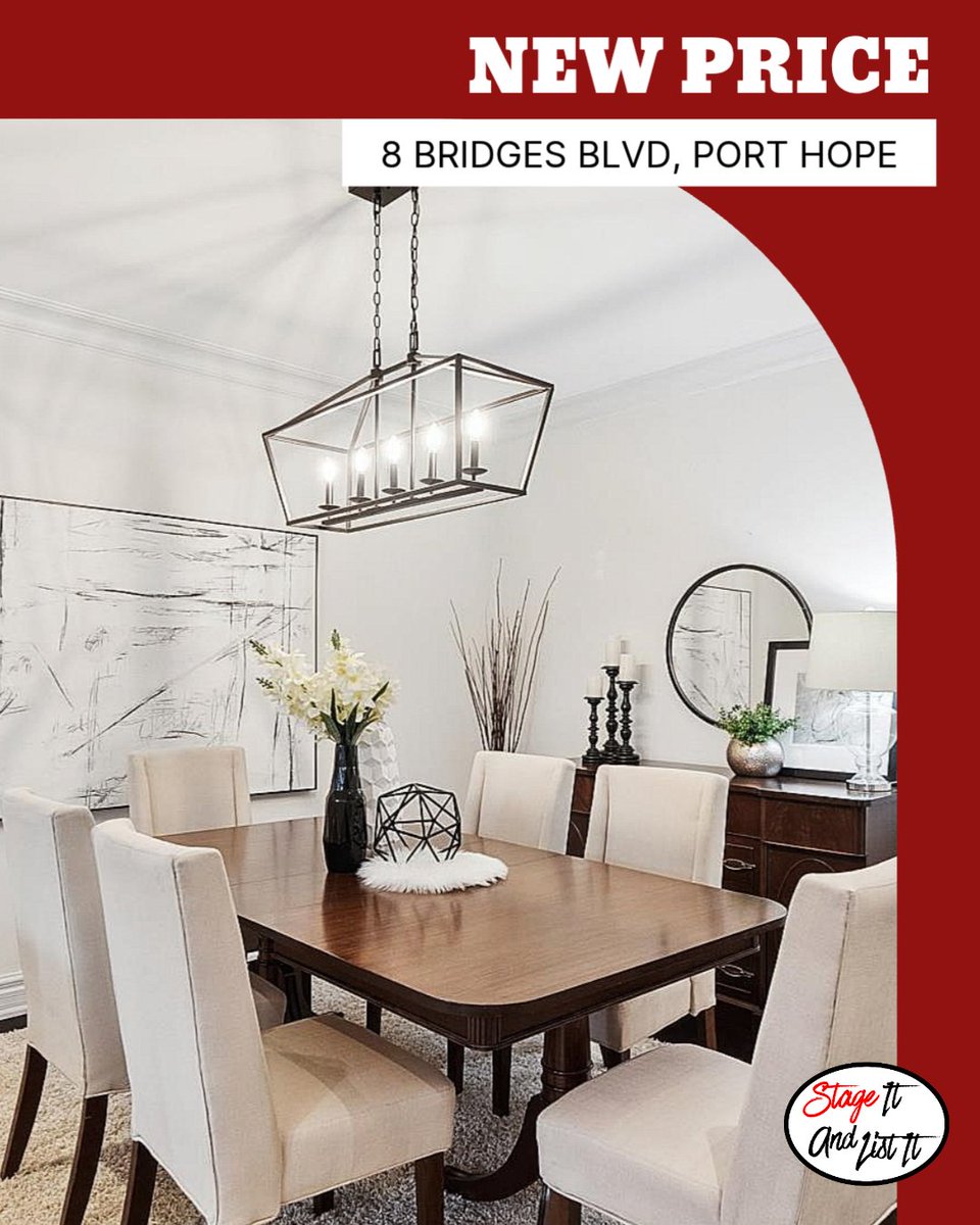 StageItAndList's tweet photo. New Price at 8 Bridges Blvd, Port Hope! ✨️
This beautifully staged bungaloft truly shines.
A standout property, now at a refreshed price! 🤍
Contact listing agent @tonyasellinghomesindurham for more details. Styled by @stageitandlistit.
.
.
#priceimprovement #stagedhome https://t.co/o0cgBhQKrH