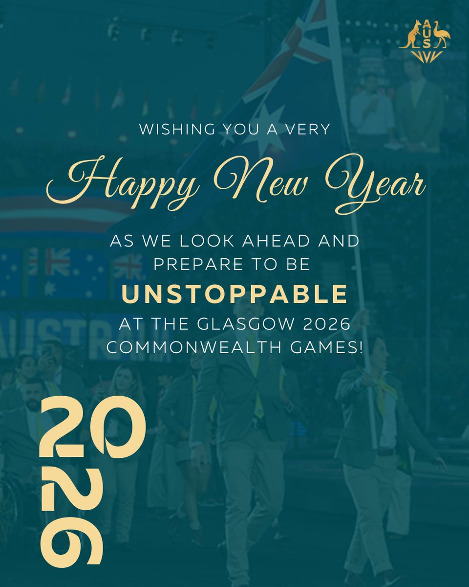 CommGamesAUS's tweet image. 🎆🎇 Happy New Year! Together, we’re ready to be unstoppable on the journey to the #Glasgow2026 Commonwealth Games 💚💛

#CommGamesAUS #WeAreUnstoppable