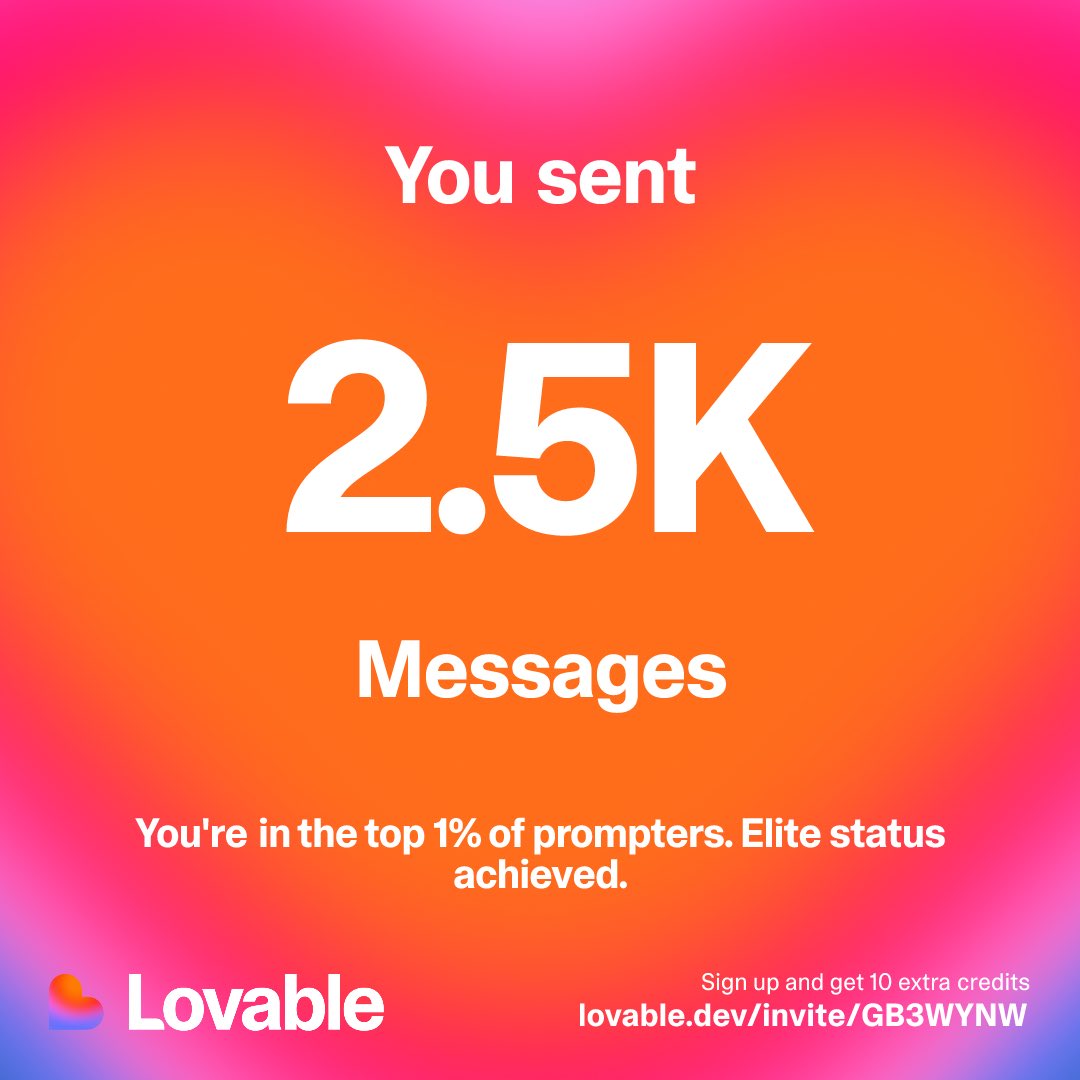 Top 1% mondial sur @lovabledev. La compétence la plus sous-cotée de 2026 ne sera pas de savoir coder, mais de savoir demander. #PromptEngineering #IA