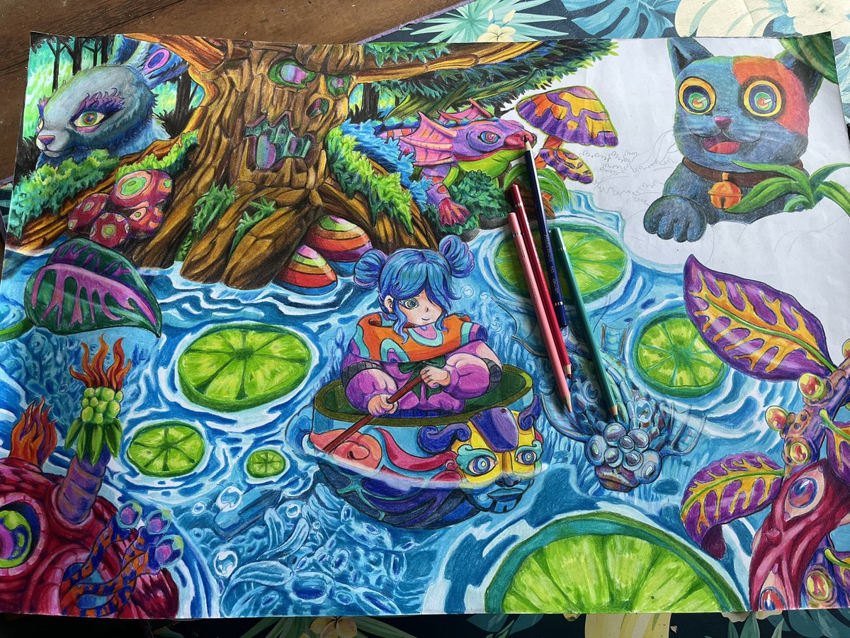 Gm fam
The journey
Work in progres 90%

There will be an auction available at <a href="/objktcom/">objkt</a> and the auction winner will be sent this painting to its owner. Ready to be sent worldwide