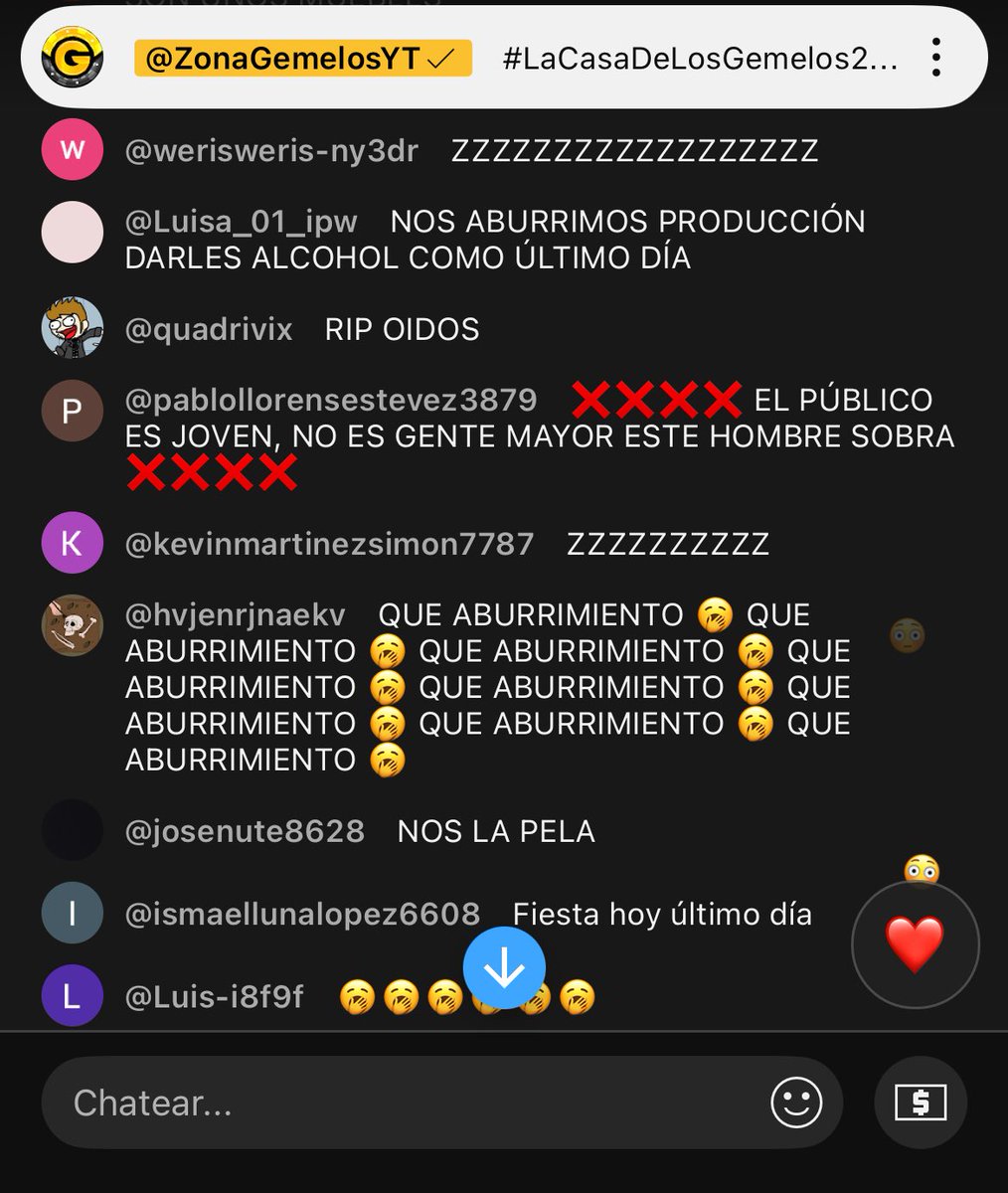 Cientos y cientos de mensajes en el chat pidiendo un final digno para la ÚLTIMA NOCHE del programa.

Estáis defraudando a muchísimos espectadores que no van a estar con vosotros en una supuesta Casa 3.

#LaCasaDeLosGemelos2D22
#LaCasaDeLosGemelos2D23

<a href="/ZonaGemelos/">ZonaGemelos</a>