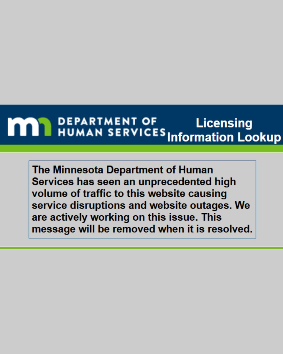 EricLDaugh's tweet image. 🚨 JUST IN: Minnesota's licensing lookup page for child care is DOWN, Nick Shirley has sparked a MOVEMENT of fed-up citizens seeking accountability for rampant Somali fraud

The system is overwhelmed.

This is horrible news for Tim Walz.

KEEP IT GOING!