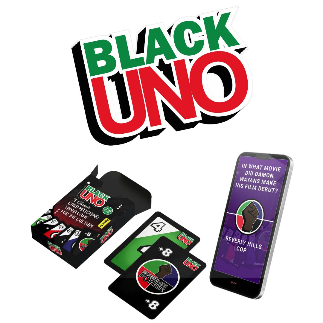 shop's tweet photo. Black Owned Games Black UNO: Iconic card game with Black power twist. Family fun redefined!